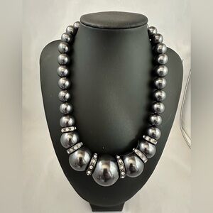 RJ Graziano chunky faux black pearl necklace